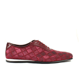 Cesare Paciotti Luxury Italian Mens Shoes Valvet Bordo Soft Melanzana Leather / Fabric Oxfords (CPM2510)-AmbrogioShoes