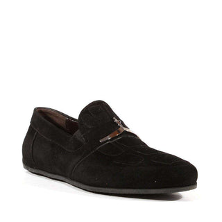 Cesare Paciotti Luxury Italian Men's Designer Shoes Vit Camoscio Black Suede Loafers (CPM3051)