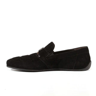 Cesare Paciotti Luxury Italian Men's Designer Shoes Vit Camoscio Black Suede Loafers (CPM3051)