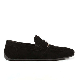 Cesare Paciotti Luxury Italian Men's Designer Shoes Vit Camoscio Black Suede Loafers (CPM3051)