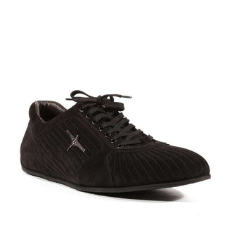 Cesare Paciotti Luxury Italian Mens Shoes Vit Camoscio Black Suede Sneakers (CPM3064)-AmbrogioShoes