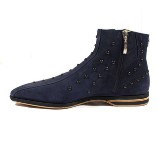 Cesare Paciotti Luxury Italian Mens Shoes Vit Camoscio Blue Suede Boots (CPM2409)-AmbrogioShoes