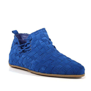 Cesare Paciotti Luxury Italian Mens Shoes Vit Camoscio Denim Blue Woven Suede Boots (CPM3125)-AmbrogioShoes