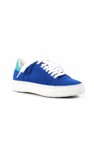 Cesare Paciotti Luxury Italian Men's Designer Shoes Vit Camoscio Denum Blue / White Suede Sneakers (CPM3107)