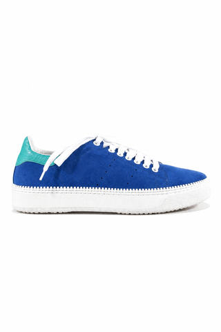 Cesare Paciotti Luxury Italian Men's Designer Shoes Vit Camoscio Denum Blue / White Suede Sneakers (CPM3107)