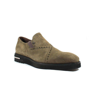 Cesare Paciotti Luxury Italian Mens Shoes Vit Camoscio Elephant I Suede Loafers (CPM2541)-AmbrogioShoes