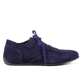 Cesare Paciotti Luxury Italian Mens Shoes Vit Camoscio Indaco Blue Suede Sneakers (CPM3060)-AmbrogioShoes