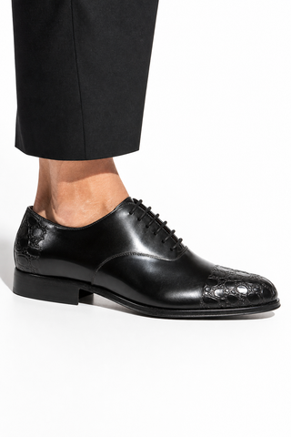Cesare Paciotti Luxury Italian Men's Designer Shoes Vit Corsaro Black Oxfords (CPM5009)
