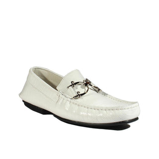 Cesare Paciotti Luxury Italian Mens Designer Shoes White Glass Leather Moccasins (CPM2352)-AmbrogioShoes