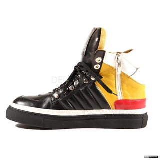 Cesare Paciotti Luxury Italian Mens Italian Nappa Black Curry Bian High-Top Sneakers (CPM4004)-AmbrogioShoes
