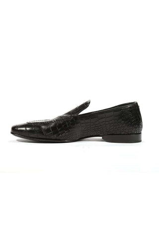 Cesare Paciotti Luxury Italian Men's Loafers Croc Embossed Cocco Lux Black PK Designer Shoes (CPM5448)