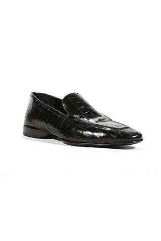 Cesare Paciotti Luxury Italian Men's Loafers Croc Embossed Cocco Lux Navy Designer Shoes (CPM5449)
