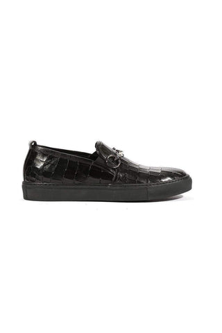 Cesare Paciotti Luxury Italian Men's Loafers Croc Embossed/Cocco Lux Black SP Designer Shoes (CPM5479)