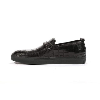 Cesare Paciotti Luxury Italian Mens Loafers Croc Print/Cocco Lux Black SP Shoes (CPM5479)-AmbrogioShoes