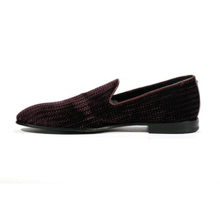 Cesare Paciotti Luxury Italian Mens Loafers Velvet Velluto Intr Amaranto Shoes (CPM5462)-AmbrogioShoes