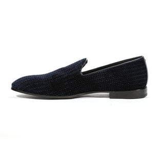 Cesare Paciotti Luxury Italian Mens Loafers Velvet Velluto Intr Navy Shoes (CPM5461)-AmbrogioShoes