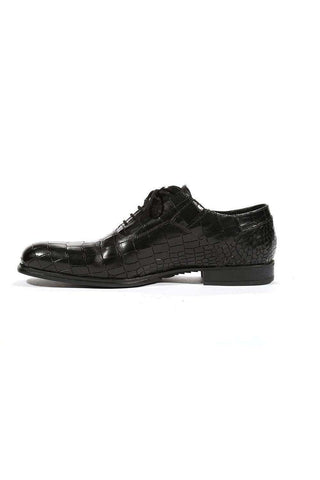 Cesare Paciotti Luxury Italian Men's Oxfords Croc Embossed Cocco Lux Black SL Designer Shoes (CPM5425)