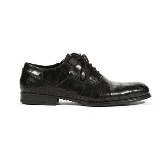 Cesare Paciotti Luxury Italian Mens Oxfords Croc Print Cocco Lux Black SL Shoes (CPM5425)-AmbrogioShoes