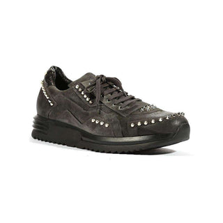 Cesare Paciotti Luxury Italian Mens Sneakers Grey Suede Oil Grigio Shoes (CPM5482)-AmbrogioShoes