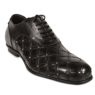 Cesare Paciotti Luxury Italian Men's Studded Black Leather Lace Up CPM946-AmbrogioShoes