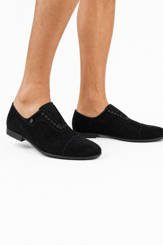 Cesare Paciotti Luxury Italian Men's Vit Camoscio Black Loafers (CPM5330)