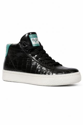 Cesare Paciotti Luxury Italian Men's Wimbledon Cocco Lux Black Green Sneakers (CPM5121)