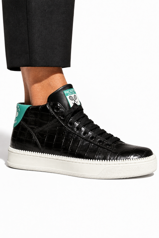 Cesare Paciotti Luxury Italian Men's Wimbledon Cocco Lux Black Green Sneakers (CPM5121)