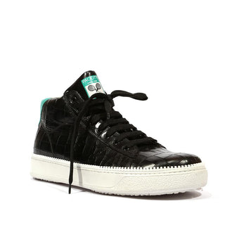 Cesare Paciotti Luxury Italian Men's Wimbledon Cocco Lux Black Green Sneakers (CPM5121)-AmbrogioShoes