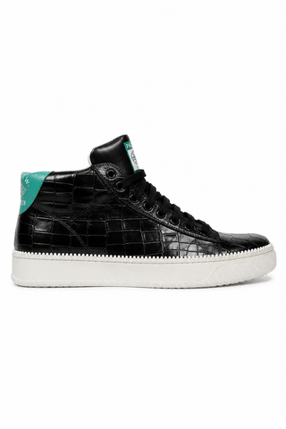Cesare Paciotti Luxury Italian Men's Wimbledon Cocco Lux Black Green Sneakers (CPM5121)