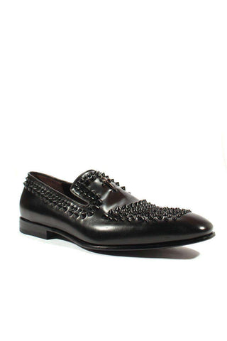 Cesare Paciotti Luxury Italian Men's Designer Shoes Old Paint Black Leather Loafers (CPM2503)