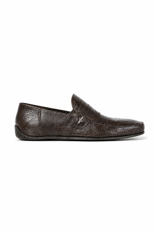Cesare Paciotti Luxury Italian Struzzo Zamp Fondente Brown Loafers (CPM2327)