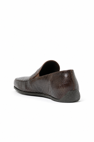Cesare Paciotti Luxury Italian Struzzo Zamp Fondente Brown Loafers (CPM2327)