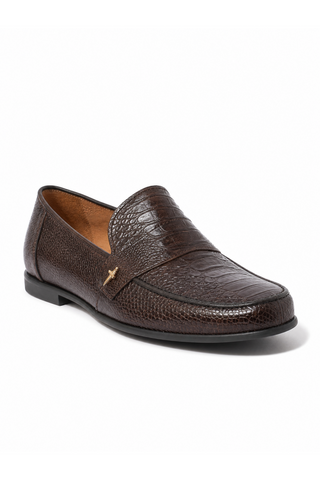 Cesare Paciotti Luxury Italian Struzzo Zamp Fondente Brown Loafers (CPM2327)