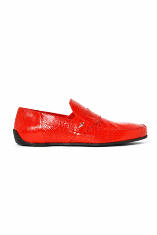 Cesare Paciotti Luxury Italian Struzzo Zamp Henne Red Lizard Loafers (CPM2329)