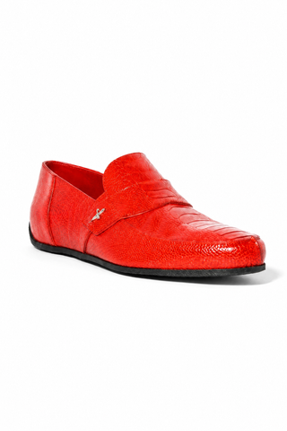 Cesare Paciotti Luxury Italian Struzzo Zamp Henne Red Lizard Skin Loafers (CPM2329)