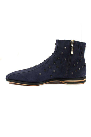 Cesare Paciotti Luxury Italian Men's Designer Shoes Vit Camoscio Blue Suede Boots (CPM2409)