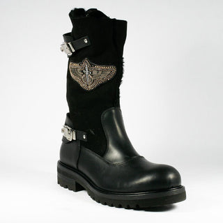 Cesare Paciotti Men Shoes Idro Black Shearling Leather Boots (CPM2297)