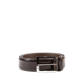 Cesare Paciotti Mens Croc Embossed Brown Cocco Lux T. Moro Fon Belt (CMB1008)