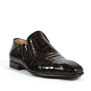 Cesare Paciotti Luxury Italian Italian Mens Designer Shoes Cocco Lux Black Crocodile / Leather Loafers (CPM2718)