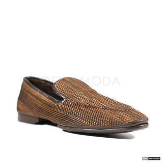 Cesare Paciotti Mens Intrec Filo Cuoio Pk Brown Loafers (CPM4055)