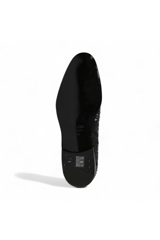 Cesare Paciotti Paillettes Black Silver Formal Loafers (CPM5107)