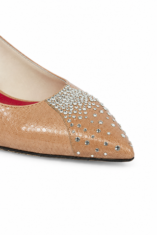 Cesare Paciotti Python Embossed Leather with Crystal Sling Pumps (CPWCRY605)