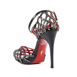 Cesare Paciotti Python Print Leather with Crystals High Heel Platforms (CPWCRY554)-AmbrogioShoes