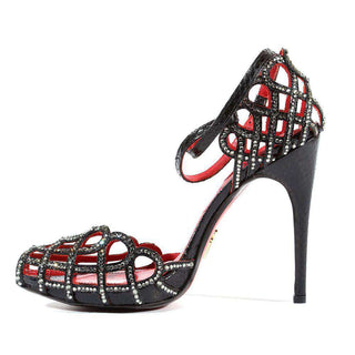 Cesare Paciotti Python Print Leather with Crystals High Heel Platforms (CPWCRY554)-AmbrogioShoes