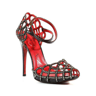 Cesare Paciotti Python Print Leather with Crystals High Heel Platforms (CPWCRY554)-AmbrogioShoes