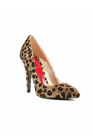 Cesare Paciotti Satin Crystalized Leopard Pumps (CPWCRY642)