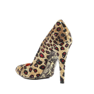 Cesare Paciotti Satin Crystalized Leopard Pumps (CPWCRY642)-AmbrogioShoes