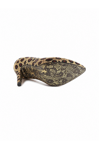 Cesare Paciotti Satin Crystalized Leopard Pumps (CPWCRY642)
