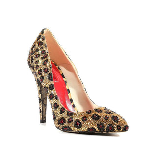 Cesare Paciotti Satin Crystalized Leopard Pumps (CPWCRY642)-AmbrogioShoes
