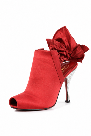 Cesare Paciotti Satin / Leather Crystalized Peep-Toe Sandals (CPWCRY310)